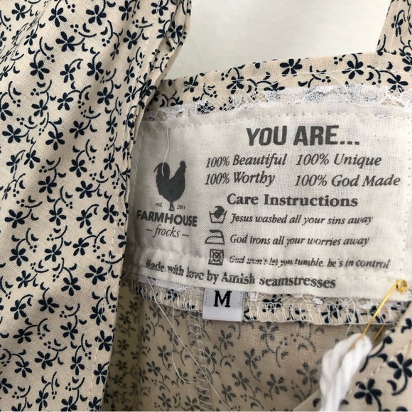 Farmhouse Frocks Overalls Floral Md Relaxed Tapered Bib Handmade Amish Romper - Picture 7 of 7